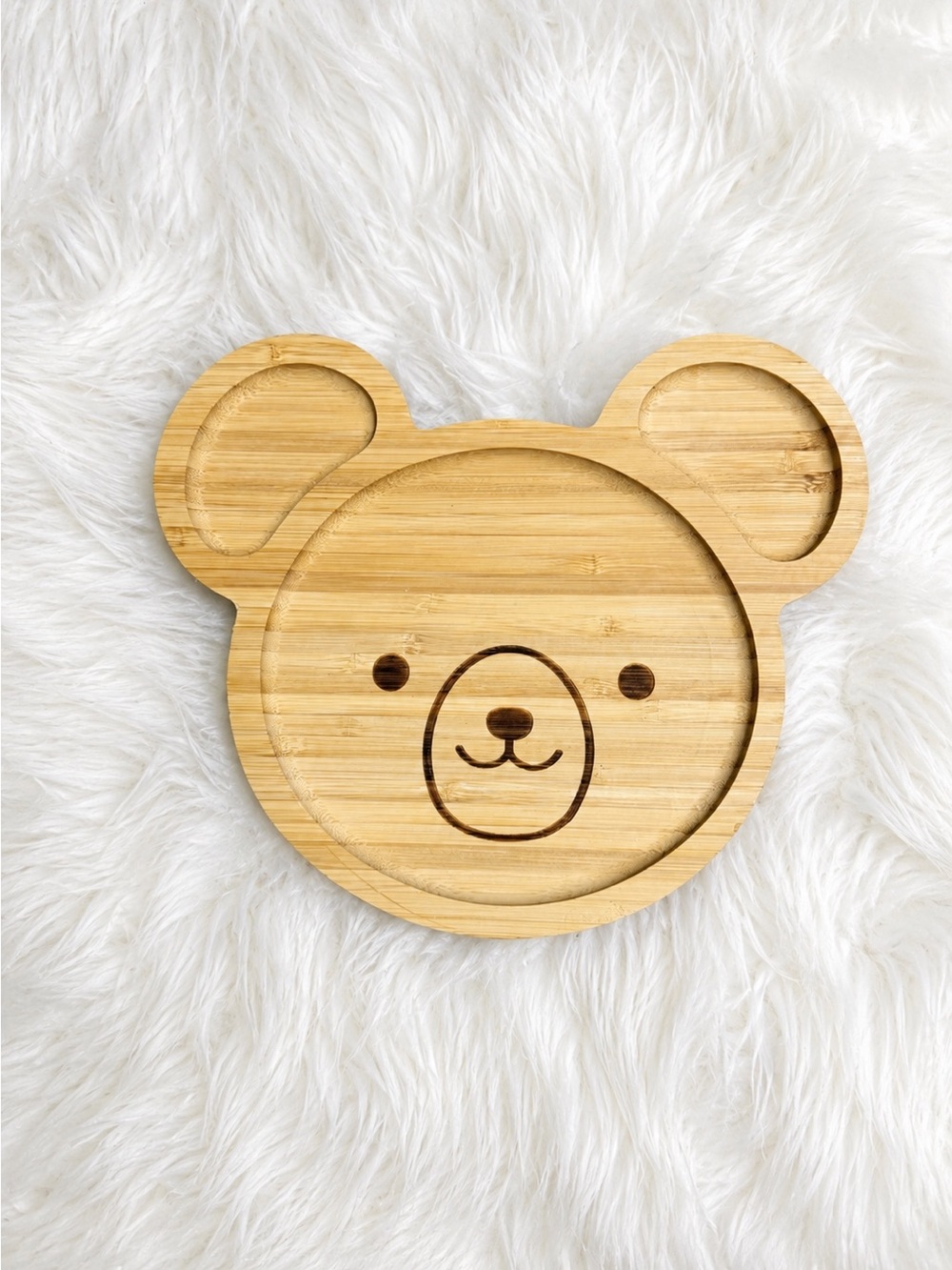 Bamboo Bear Snack Plate for Kids - Natural
